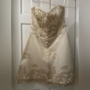 White House black market mini lace dress with ribbon